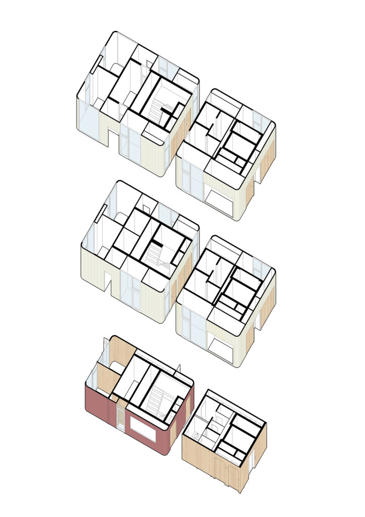 Die Axometrie des Erschließungskerns | © Mint Architecture